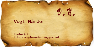 Vogl Nándor névjegykártya